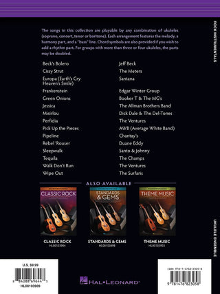 Ensemble de Ukulélés, Instrumentaux rock