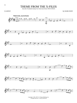 Musique de film et de télévision, Clarinette