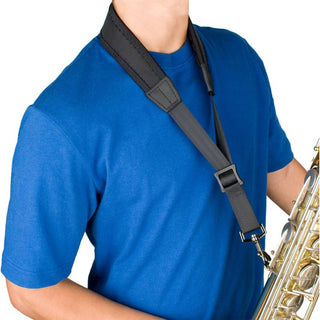 Protec Saxophone Neck Strap - Less Stress Neoprene, Metal Snap, Size 24" Tall (Black)
