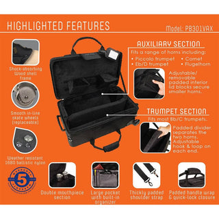 Protec Trumpet / Auxiliary Combination Case - PRO PAC
