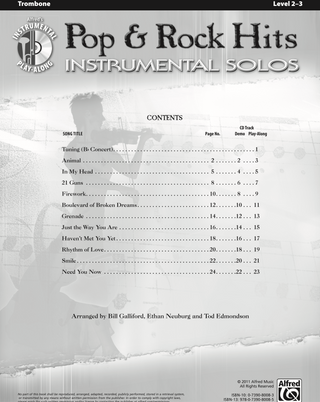 Pop & Rock Hits Instrumental Solos, Trombone