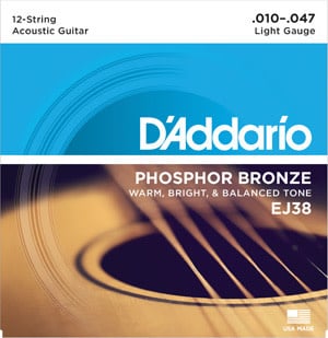 Cordes Guitare Acoustique D'Addario Phosphor Bronze (12 cordes)