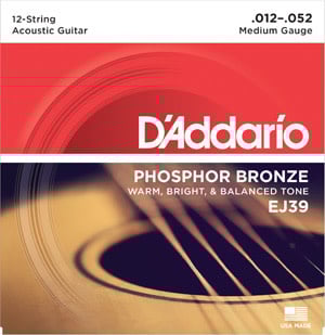 Cordes Guitare Acoustique D'Addario Phosphor Bronze (12 cordes)