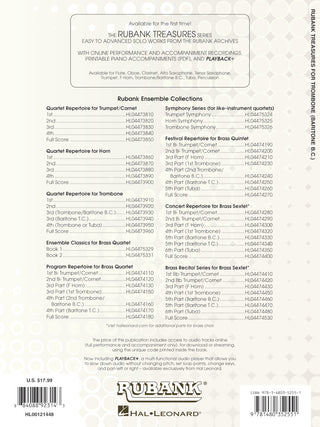 Rubank Treasures, pour Trombone / Euphonium (clef de fa)