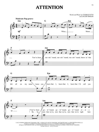 Palmarès des hits de 2017-2018 (Piano facile)