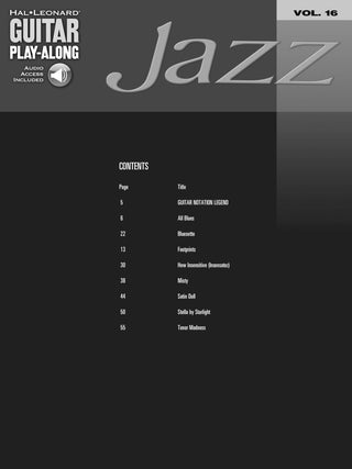 Jazz, Guitare Play-Along Vol. 16