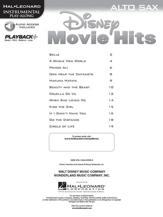 Disney Movie Hits, Alto Saxophone