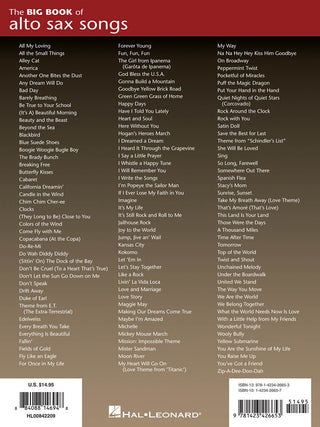 Grand livre de chansons pour sax alto