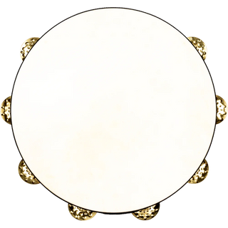Meinl Vintage Wood Series 10" Headed Wood Tambourine, Single Row, Hammered Brass Jingles