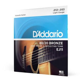 D'Addario 80/20 Bronze Acoustic Guitar Strings Regular Light 12-53
