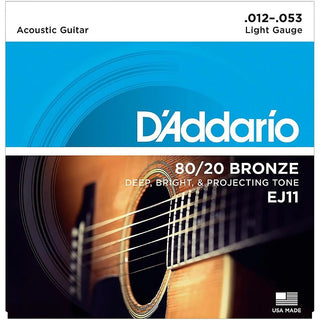 D'Addario 80/20 Bronze Acoustic Guitar Strings Regular Light 12-53