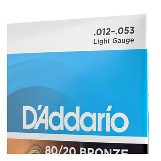 D'Addario 80/20 Bronze Acoustic Guitar Strings Regular Light 12-53