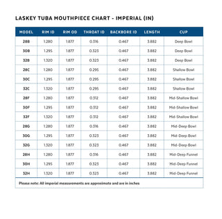 Embouchure Tuba Laskey Plaquée Argent (American Shank)