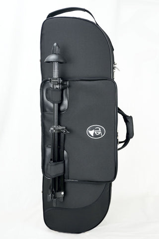 Marcus Bonna Case for Tenor Trombone model MB Compact Nylon - Black, Music bag model MB with Trombone Stand Strap with MB Metal Silver Logo