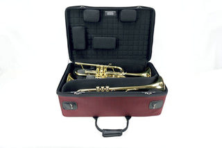 Marcus Bonna Triple Case for 2 Trumpets and 1 Flugelhorn model MB with wheels Nylon- Black with MB Metal Silver Logo