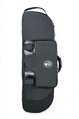 Marcus Bonna Case for Tenor Trombone model MB Compact Nylon - Black, Music bag model MB with Trombone Stand Strap with MB Metal Silver Logo