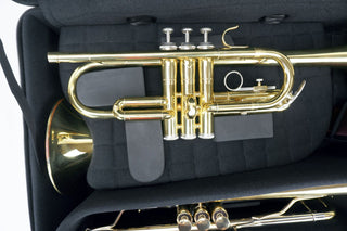 Marcus Bonna Triple Case for 2 Trumpets and 1 Flugelhorn model MB with wheels Nylon- Black with MB Metal Silver Logo