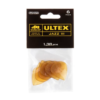 Plectres Guitare Dunlop Ultex Jazz III (Paquet de 6) 1.38mm