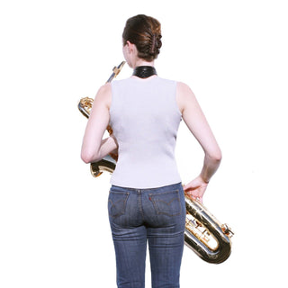Oleg Ergonomic Saxophone Strap - Black Leather