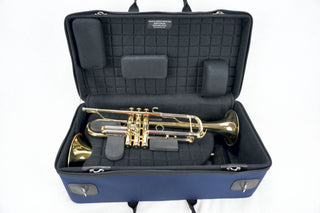 Marcus Bonna Double Case for 1 Trumpet and 1 Flugelhorn model MB Nylon - Black with MB Metal Silver Logo