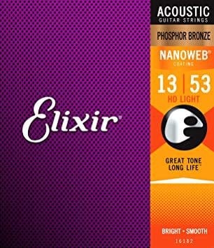 Cordes Guitare Acoustique Elixir Nanoweb Phosphor Bronze HD Light .013-.053