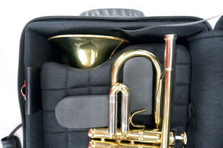 Marcus Bonna Double Case for 1 Trumpet and 1 Flugelhorn model MB Nylon - Black with MB Metal Silver Logo