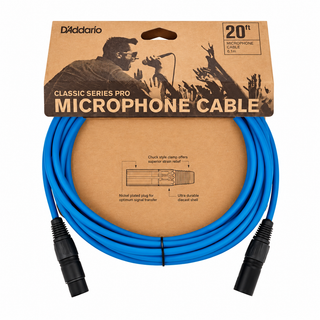 D’Addario Classic Series Microphone/Powered Speaker Cable (20 Feet, Blue)