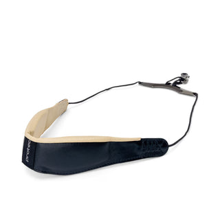 Protec Saxophone Neck Strap - Less Stress Two-Tone Leather, Comfort Bar & Metal Snap, Size 24" Long (Black)