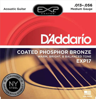 Cordes en bronze phosphoreux pour guitare acoustique avec revêtement D'Addario EXP