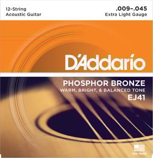 Cordes guitare acoustique D'Addario Phosphor Bronze (12 cordes) EJ41