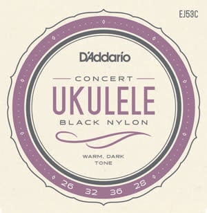 Cordes Ukulele de Concert D'Addario Black Nylon EJ53C