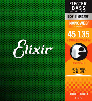 Cordes Guitare Basse Elixir Nanoweb Light/Medium - SET 5 Cordes