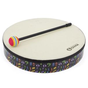 Mano Percussion Hand Drum 12" with Mallet, Music Theme