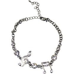 Silver Bracelet with Treble Clef, Notes and Rhinestones